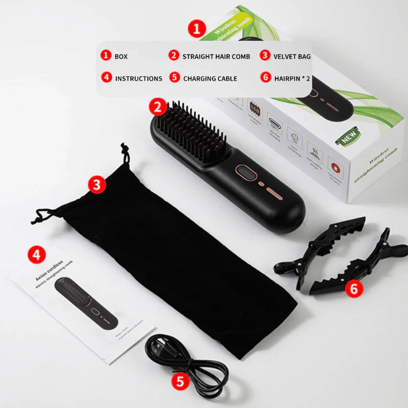 HB™ 2-in-1 Cordless Beard & Hair Straightener Brush | Fast Heating Anti-Scald