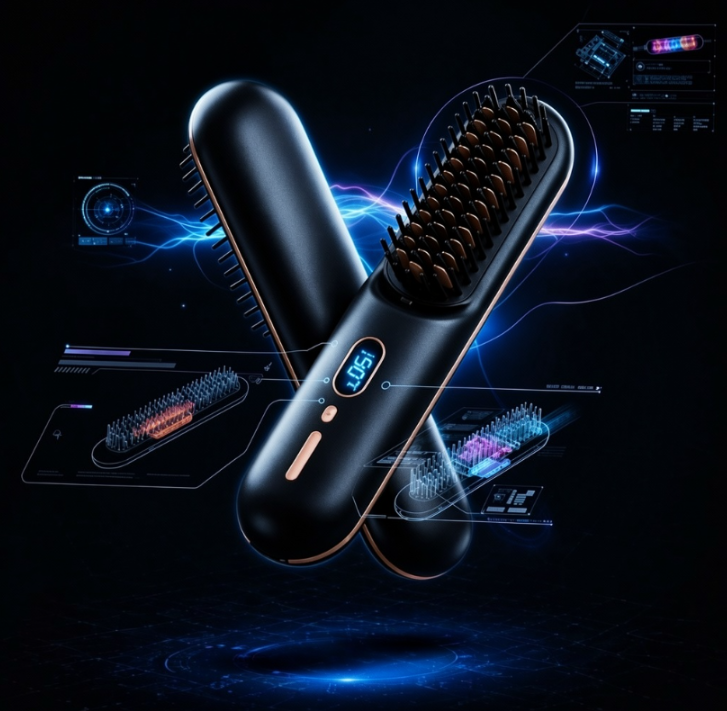 HB™ 2-in-1 Cordless Beard & Hair Straightener Brush | Fast Heating Anti-Scald