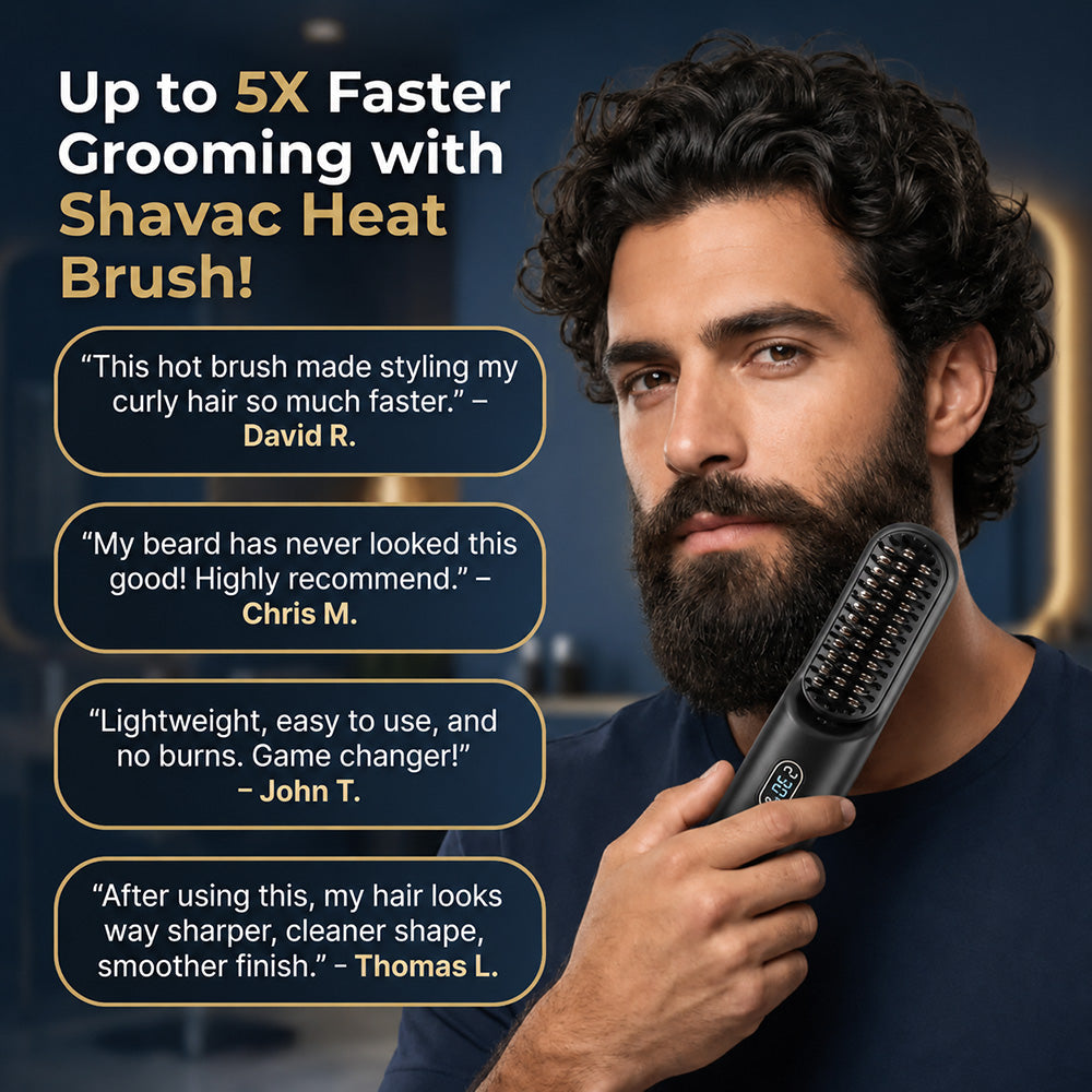 HB™ 2-in-1 Cordless Beard & Hair Straightener Brush | Fast Heating Anti-Scald