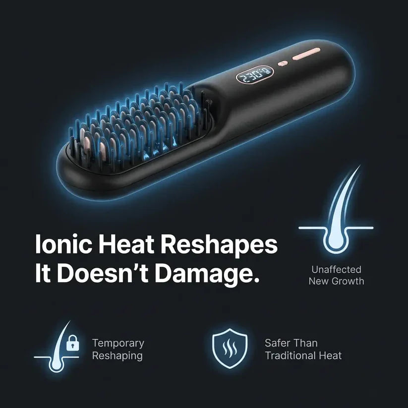 HB™ 2-in-1 Cordless Beard & Hair Straightener Brush | Fast Heating Anti-Scald